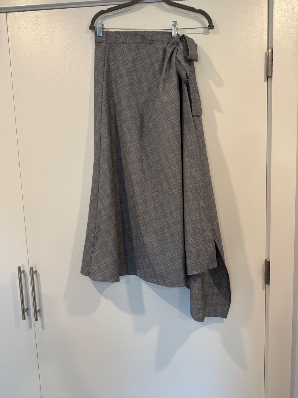 Plaid wrap midi skirt